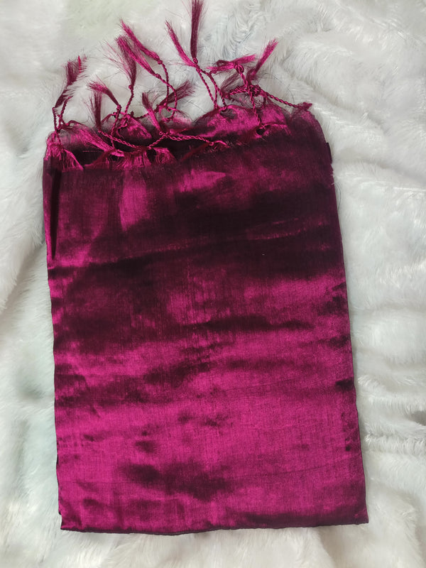 SAREEN Raga Tissue Cotton Saree – Wine Magenta Glow