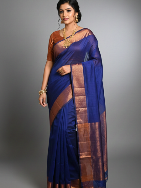 SAREEN Teal Green Silk Saree with Antique Gold Zari Border – Royal Festive Wear