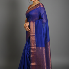 SAREEN Teal Green Silk Saree with Antique Gold Zari Border – Royal Festive Wear