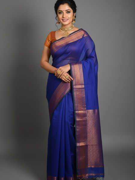 SAREEN Teal Green Silk Saree with Antique Gold Zari Border – Royal Festive Wear