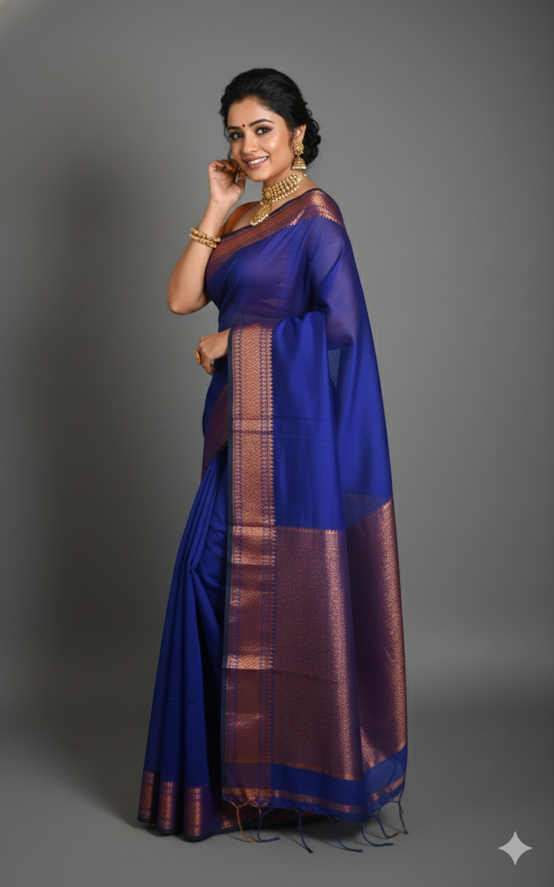 SAREEN Teal Green Silk Saree with Antique Gold Zari Border – Royal Festive Wear