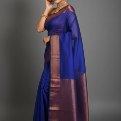SAREEN Teal Green Silk Saree with Antique Gold Zari Border – Royal Festive Wear