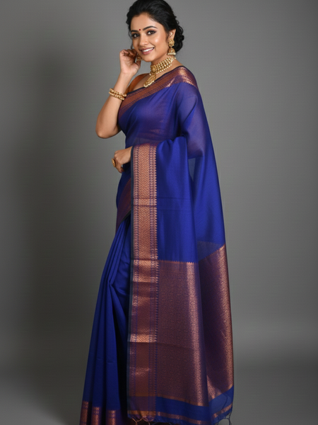 SAREEN Teal Green Silk Saree with Antique Gold Zari Border – Royal Festive Wear