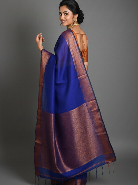 SAREEN Teal Green Silk Saree with Antique Gold Zari Border – Royal Festive Wear