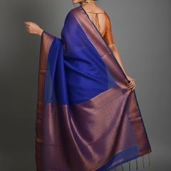 SAREEN Teal Green Silk Saree with Antique Gold Zari Border – Royal Festive Wear