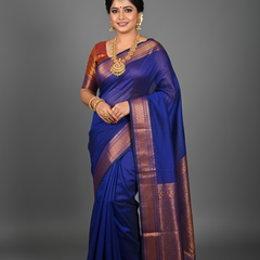 SAREEN Teal Green Silk Saree with Antique Gold Zari Border – Royal Festive Wear
