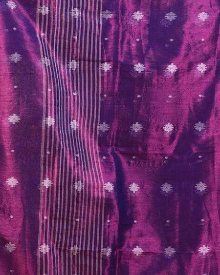 SAREEN Royal Purple Tissue Jamdani Saree with Woven Floral Butis