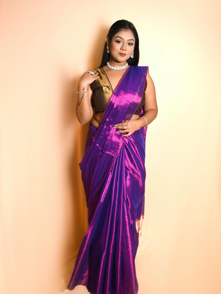 SAREEN Raga Tissue Saree – Premium Lightweight Festive Saree with Rich Lustrous Finish