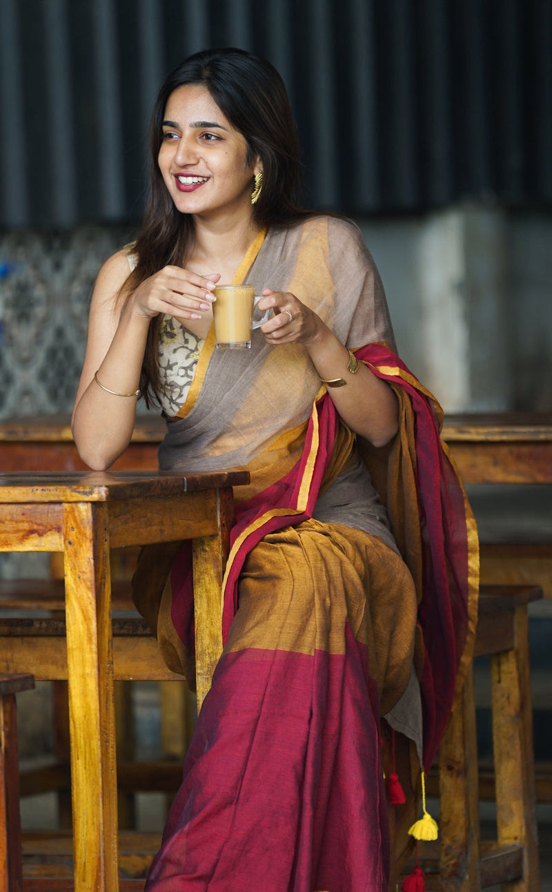 SAREEN Vibrant Multicolor Ombre Mal Cotton Saree with Rainbow Flow Pallu