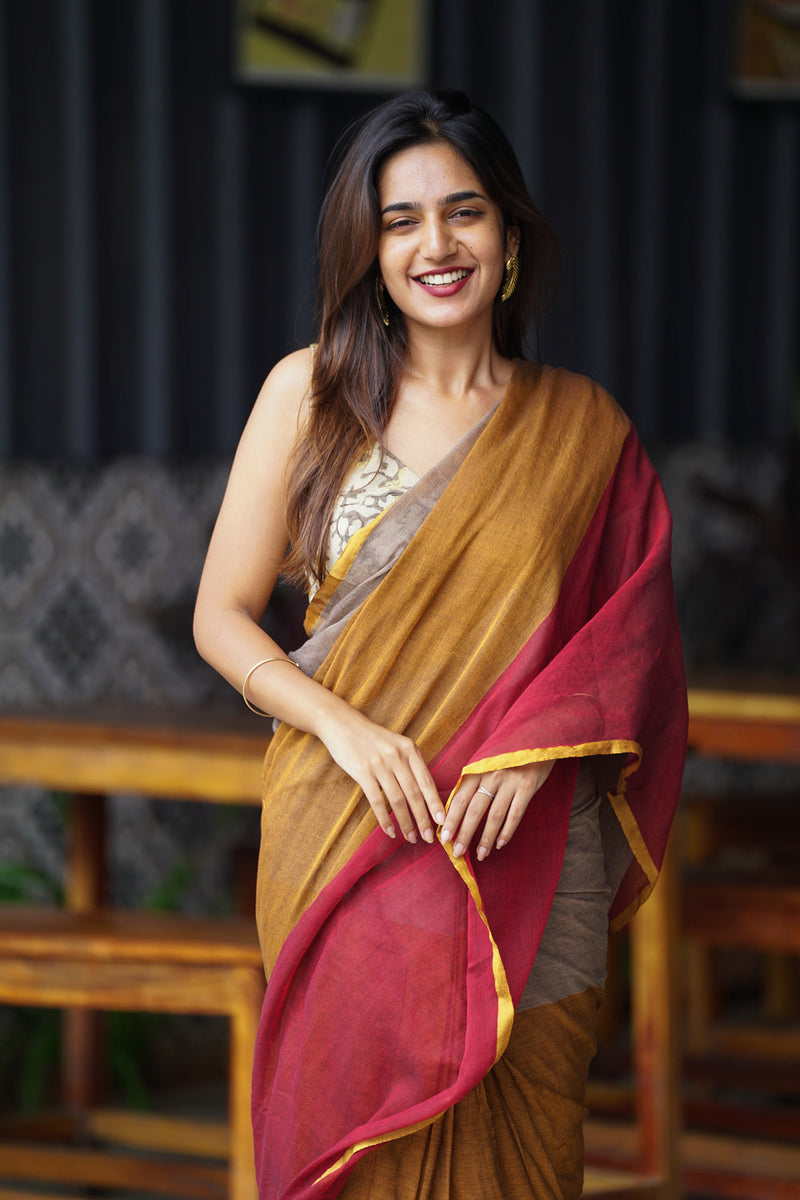 SAREEN Vibrant Multicolor Ombre Mal Cotton Saree with Rainbow Flow Pallu