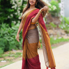 SAREEN Vibrant Multicolor Ombre Mal Cotton Saree with Rainbow Flow Pallu