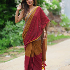 SAREEN Vibrant Multicolor Ombre Mal Cotton Saree with Rainbow Flow Pallu