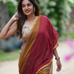 SAREEN Vibrant Multicolor Ombre Mal Cotton Saree with Rainbow Flow Pallu