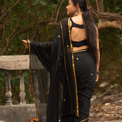 SAREEN Black & Gold Classic Mal Cotton Saree