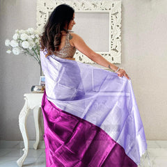 SAREEN Lavender & Magenta Bicolor Raga Tissue Saree – Luxe Festive Edit