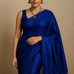 SAREEN Royal Blue Mal Cotton Saree with Soft Natural Finish