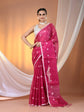 SAREEN Rose Pink Tissue Jamdani Saree with Delicate Woven Motifs